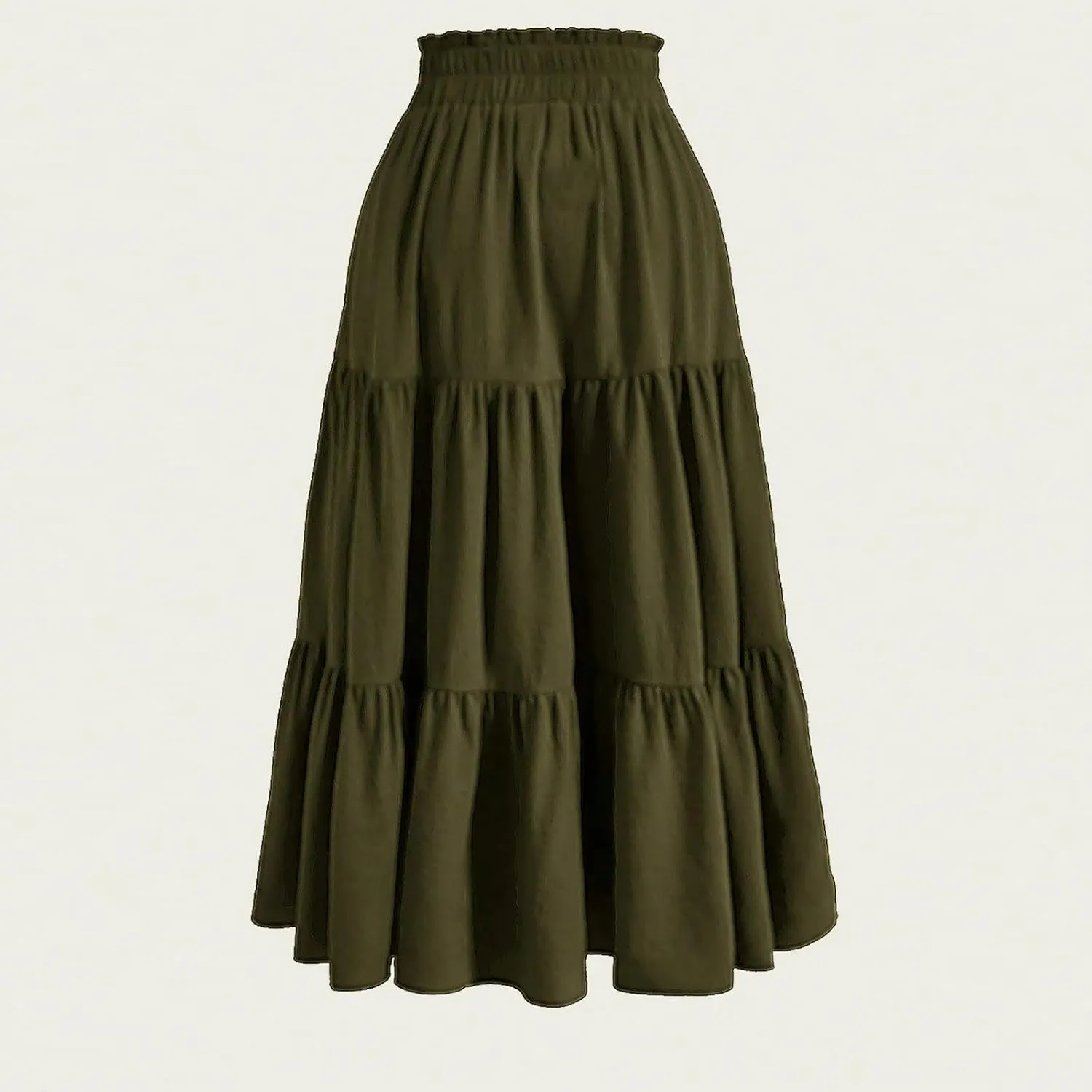 Floral Maxi Skirt for Women Summer Comfy Tiered Elastic High Waisted Boho Skirts Vacation A-Line Flowy Swing Long Skirts