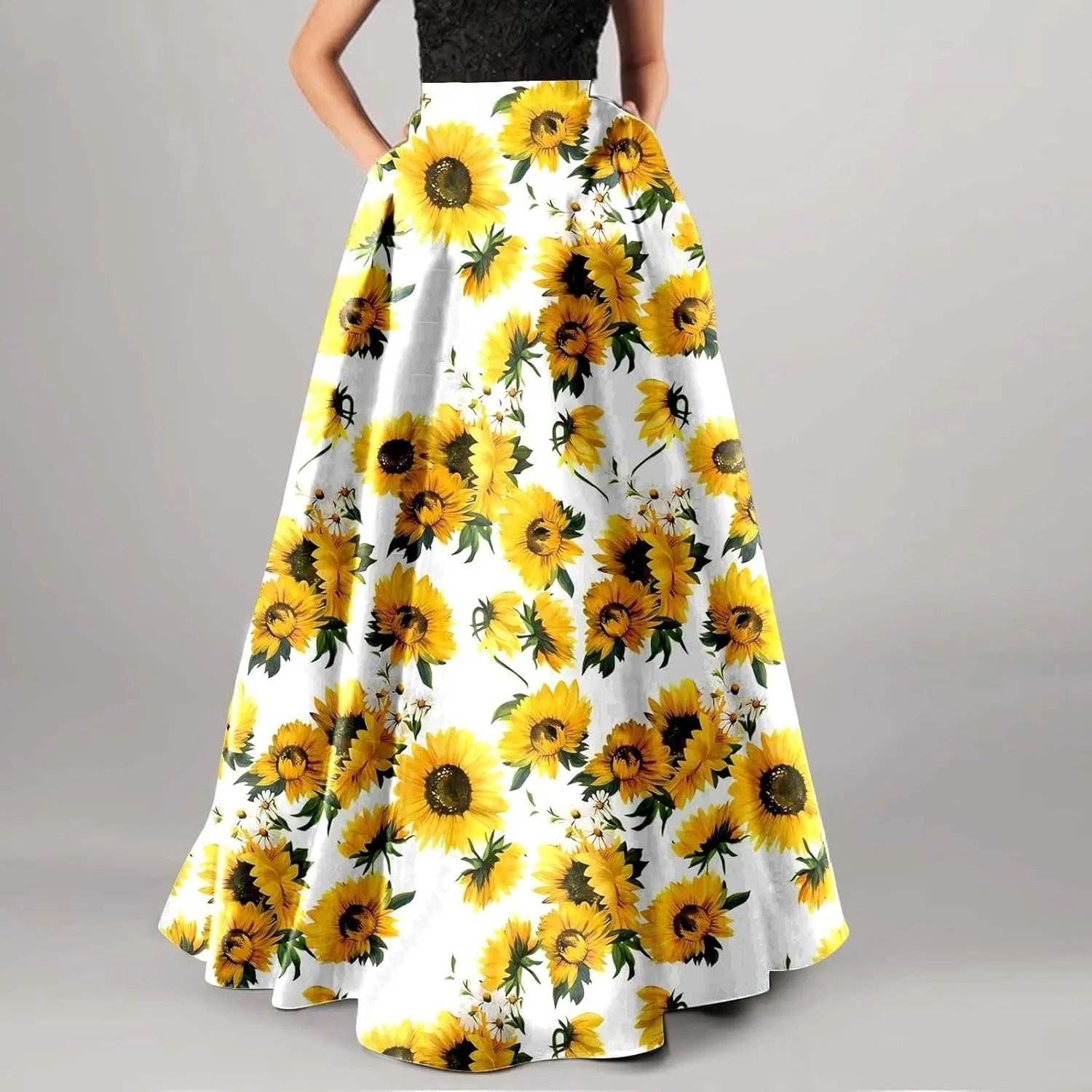 Floral Skirts for Women Summer Flowy High Waisted Skirt Boho Vacation A-Line Swing Long Floral Maxi Skirts