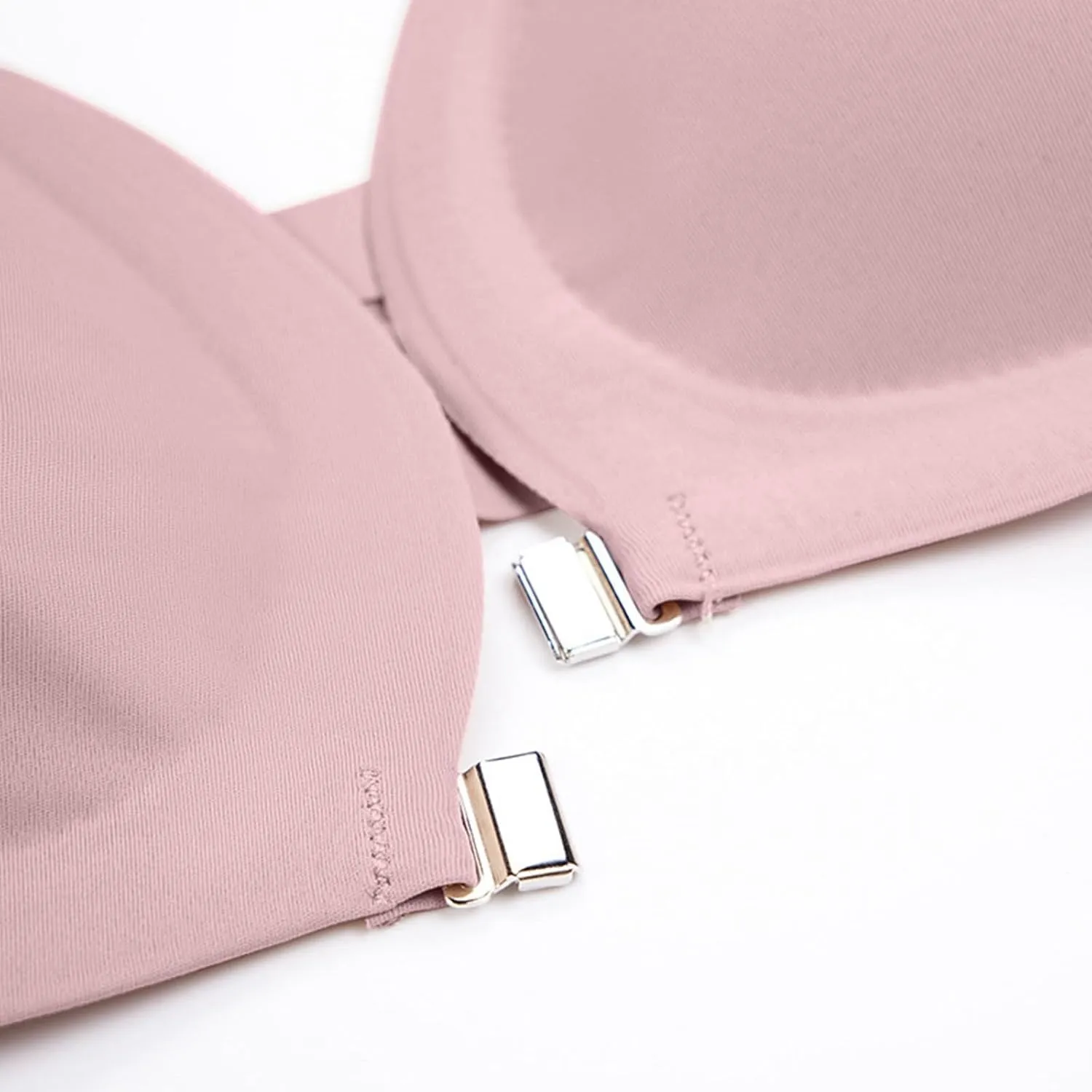 Front Closure Bras for Women No Underwire Low Cut Deep V Padded Bralette Seamless Comfy Bras with Support