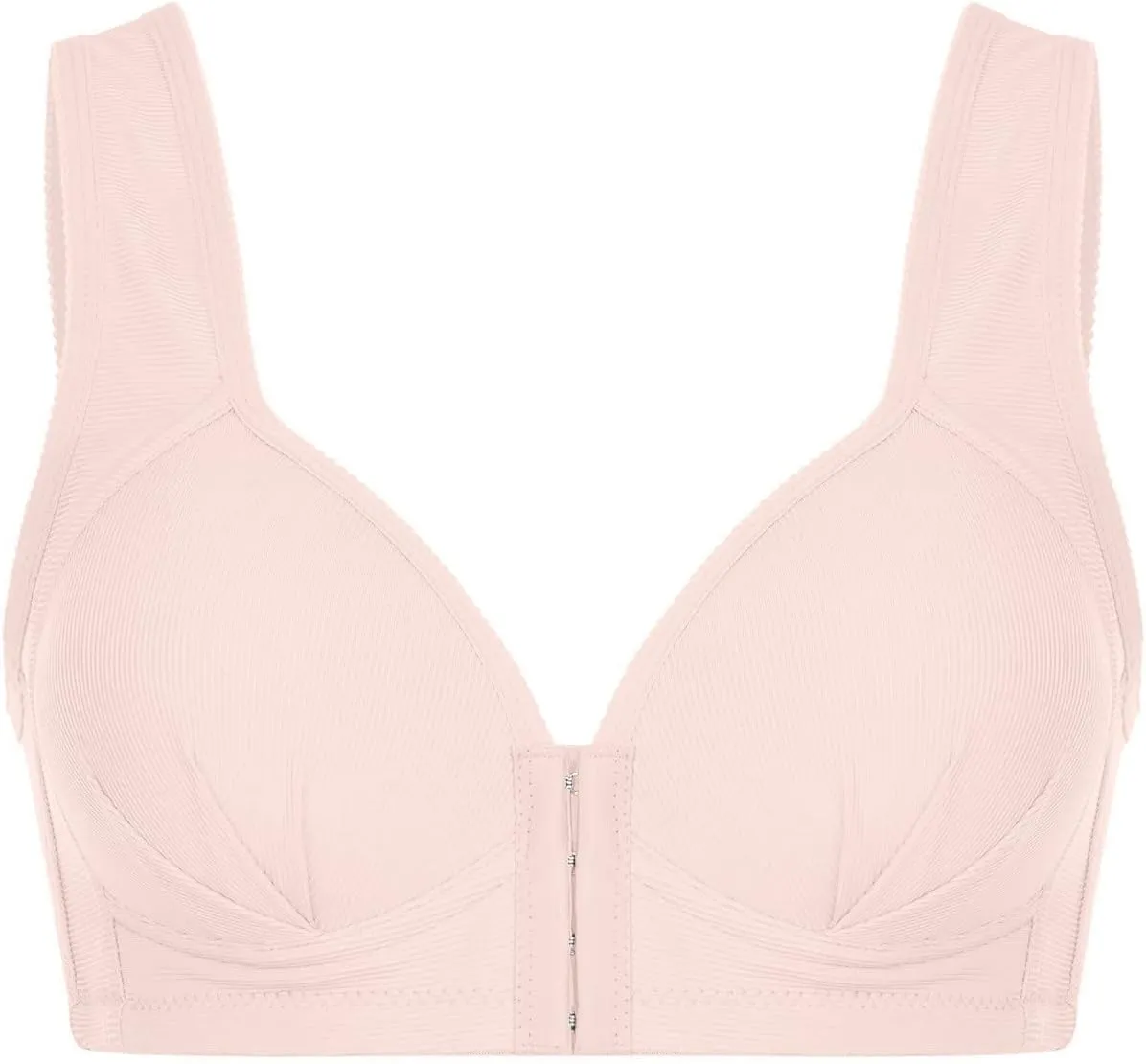 Front Closure Wireless Bras for Women Full Coverage Post Surgery Compression Back Smoothing Comfort Adjustable