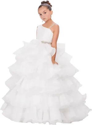 Girls Beaded Miss National Pageant Dresses Ruffled Pleat Rhinestones Kids Children 1st Pageant Dress