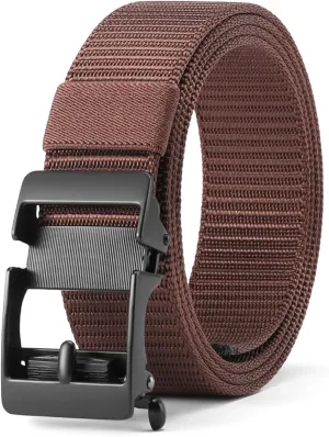 GOIACII Ratchet Tactical Gun Belt for Men Mens Golf Belt 1 3/8" Nylon Web Belt with Automatic Slide Buckle