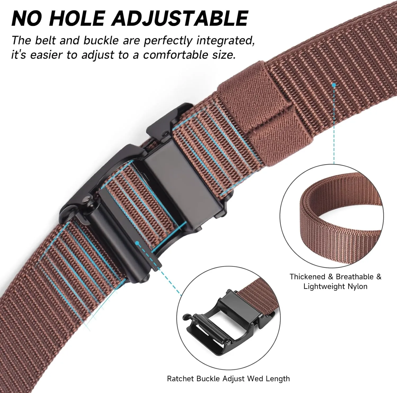 GOIACII Ratchet Tactical Gun Belt for Men Mens Golf Belt 1 3/8" Nylon Web Belt with Automatic Slide Buckle