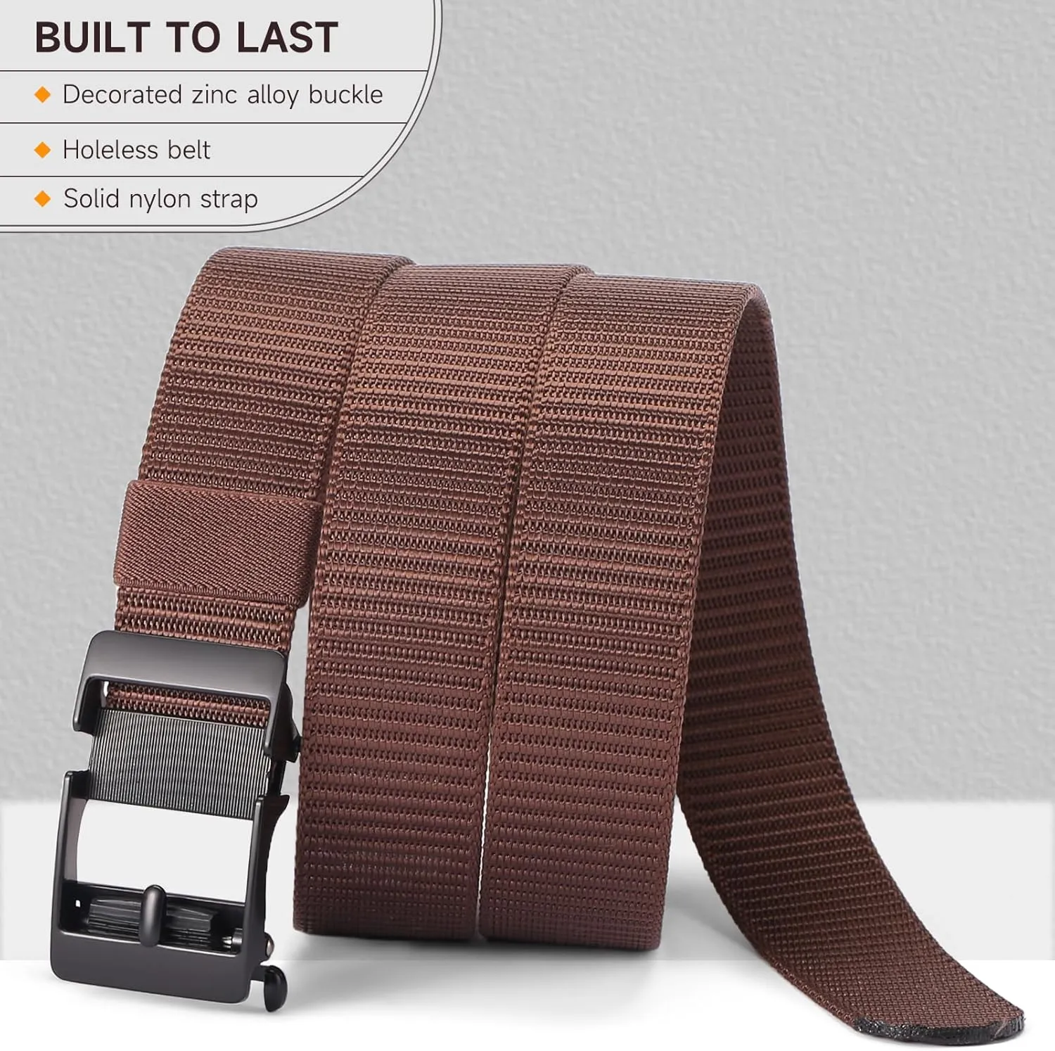 GOIACII Ratchet Tactical Gun Belt for Men Mens Golf Belt 1 3/8" Nylon Web Belt with Automatic Slide Buckle