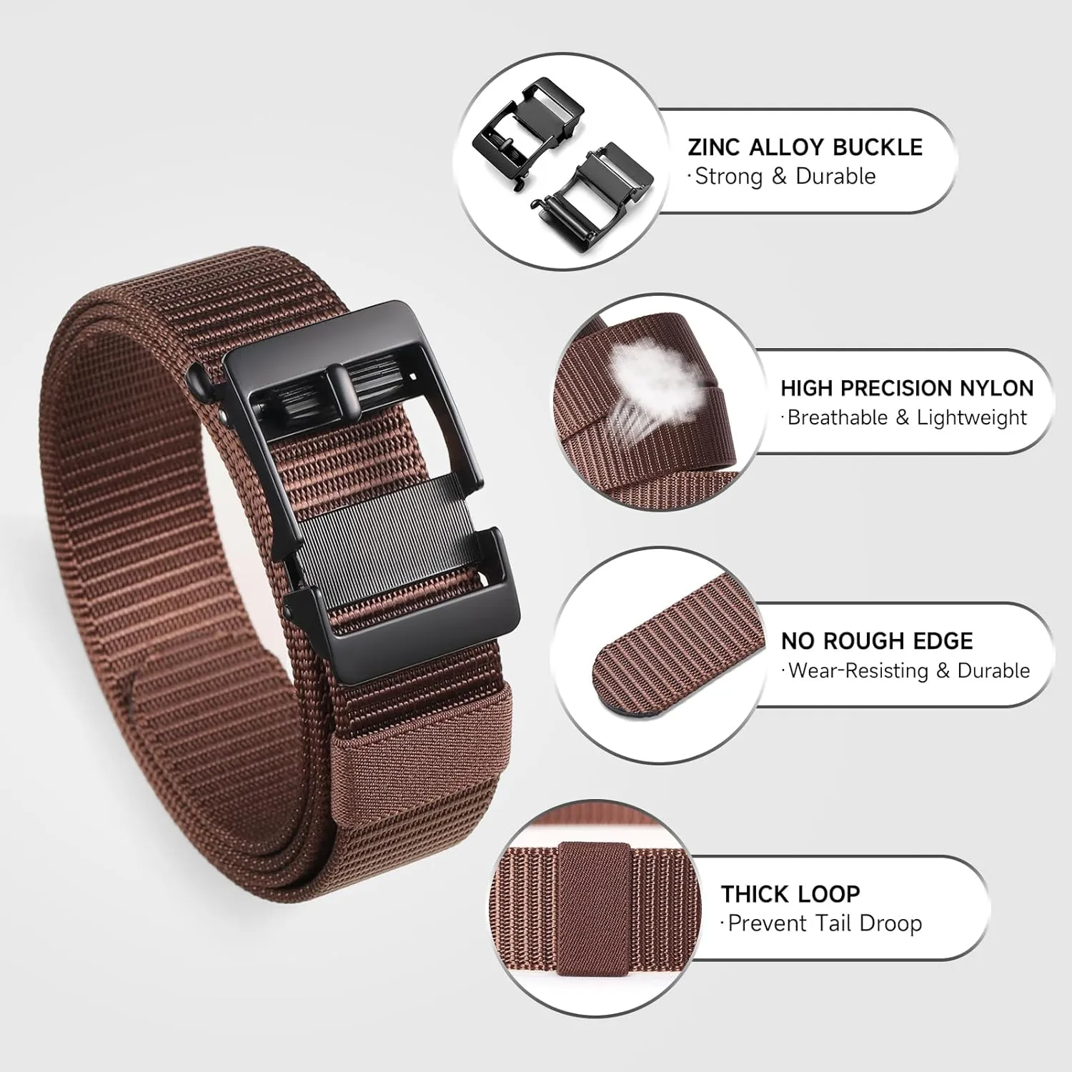 GOIACII Ratchet Tactical Gun Belt for Men Mens Golf Belt 1 3/8" Nylon Web Belt with Automatic Slide Buckle