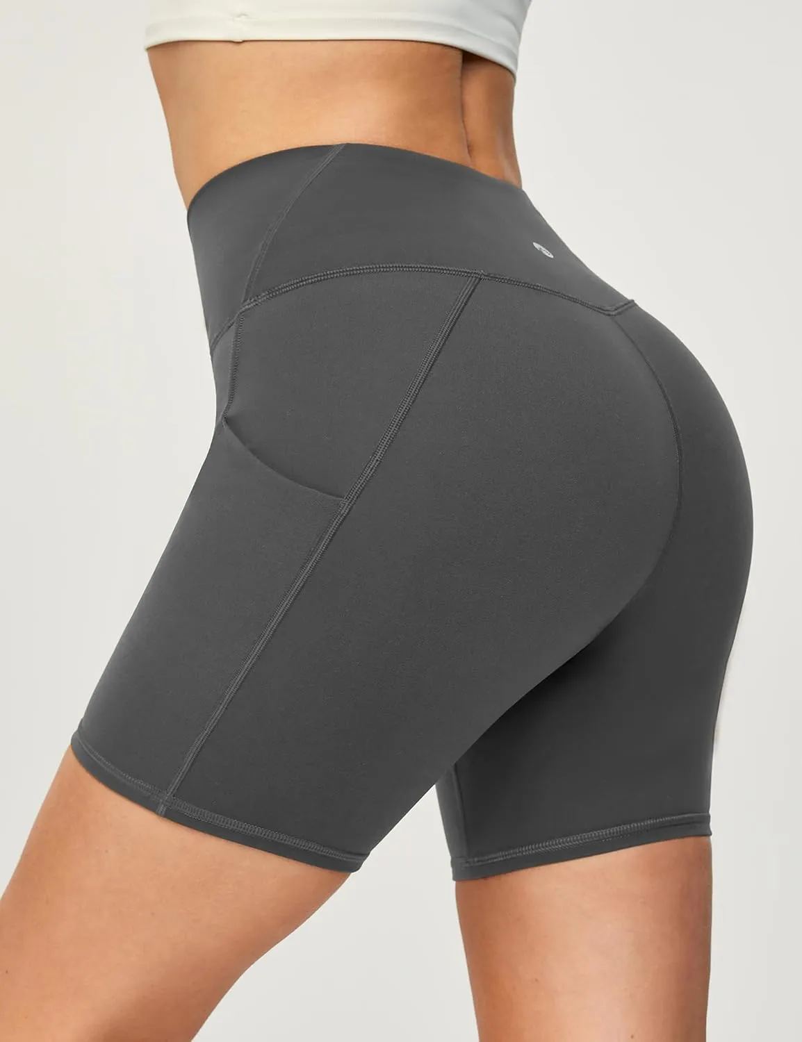 Heathyoga Buttery Soft 6" Yoga Shorts for Women Biker Shorts Women Tummy Control Workout Gym Spandex Shorts with Pockets