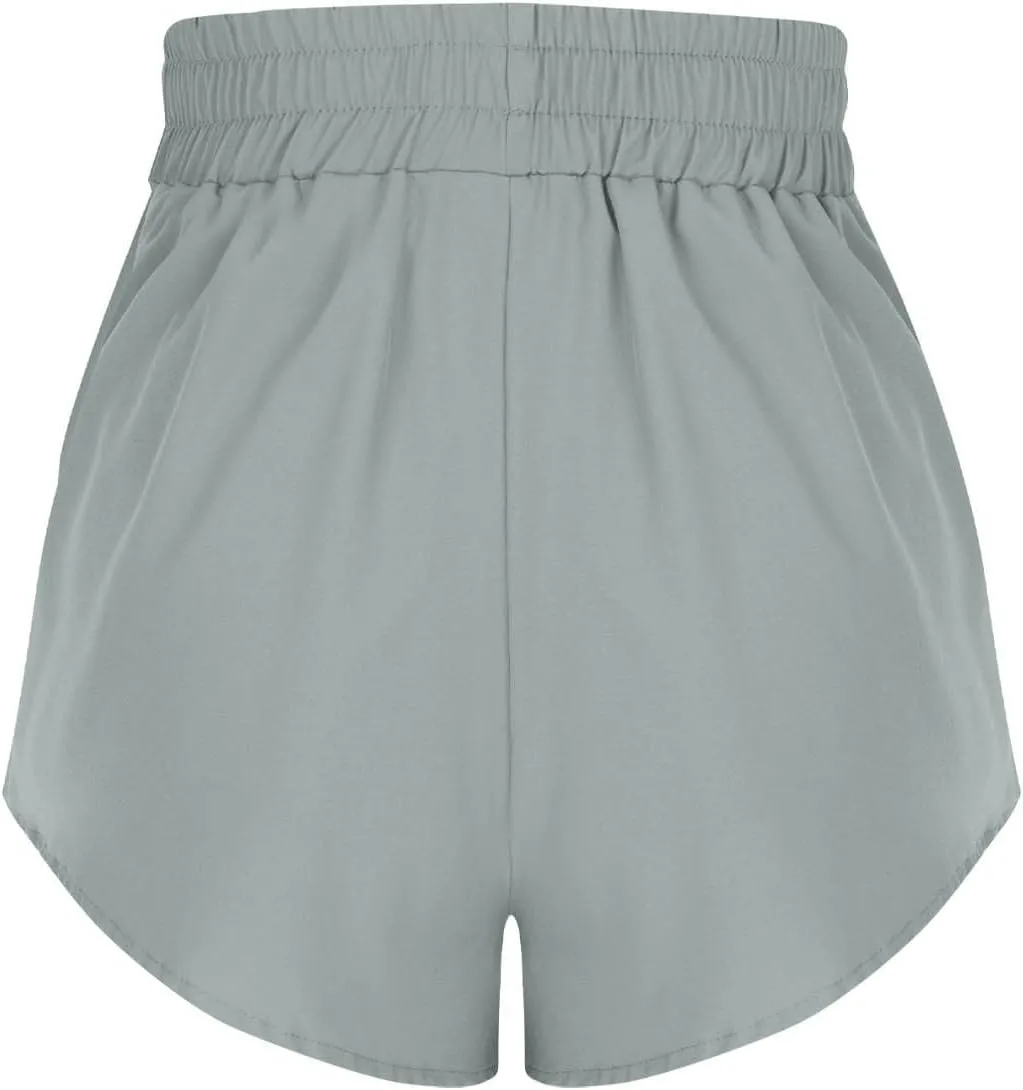High Waisted Athletic Running Quick Dry Sports Shorts for Women Workout Gym Shorts with Pocket Pants