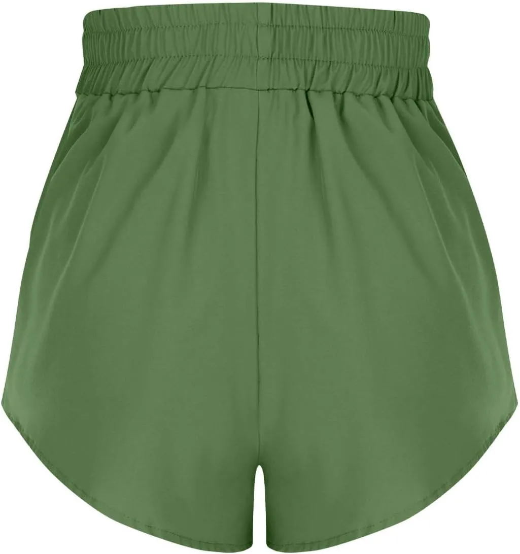 High Waisted Athletic Running Quick Dry Sports Shorts for Women Workout Gym Shorts with Pocket Pants
