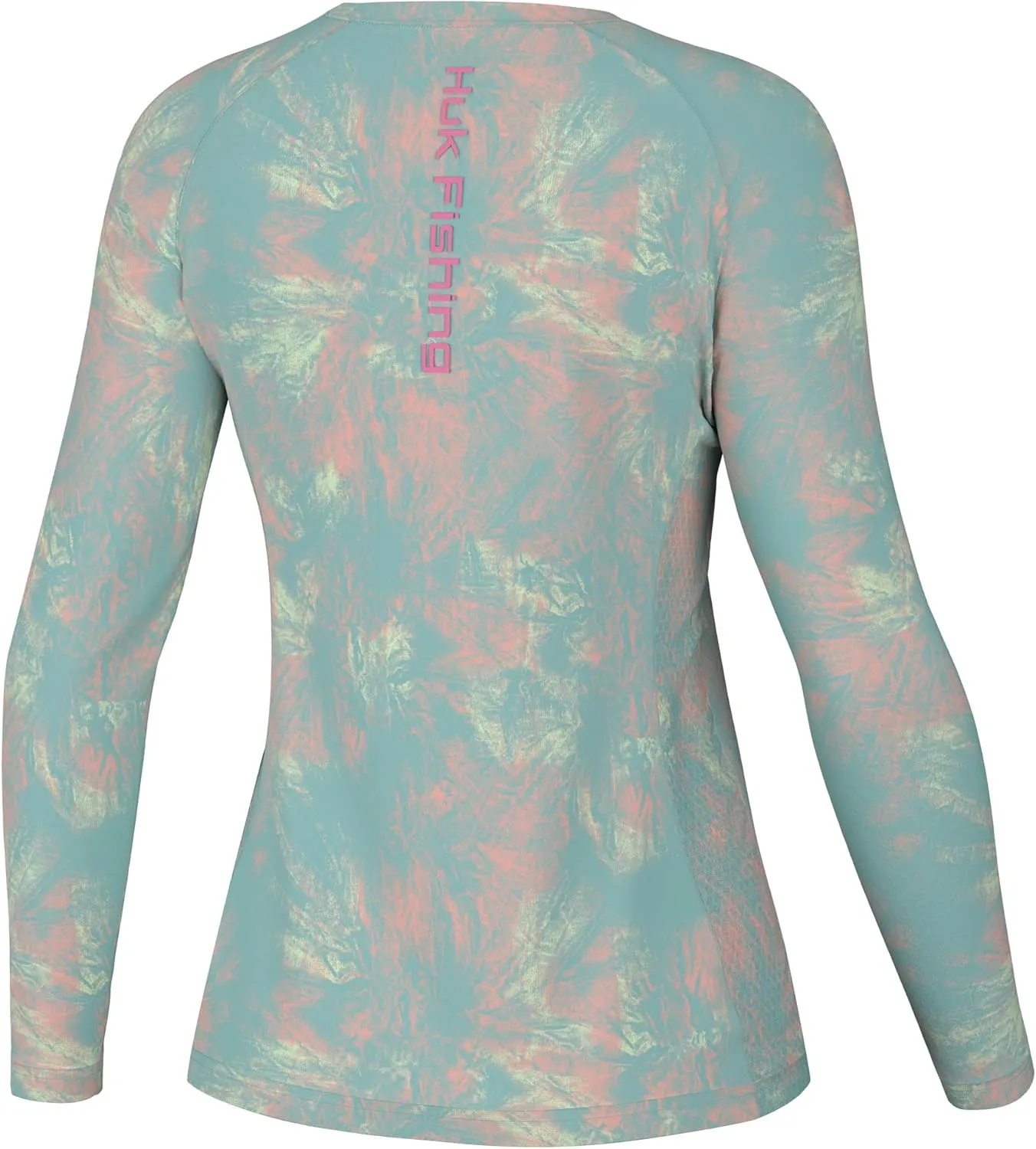 HUK Women's Pursuit Patterned Crew Sleeve, Performance Shirt