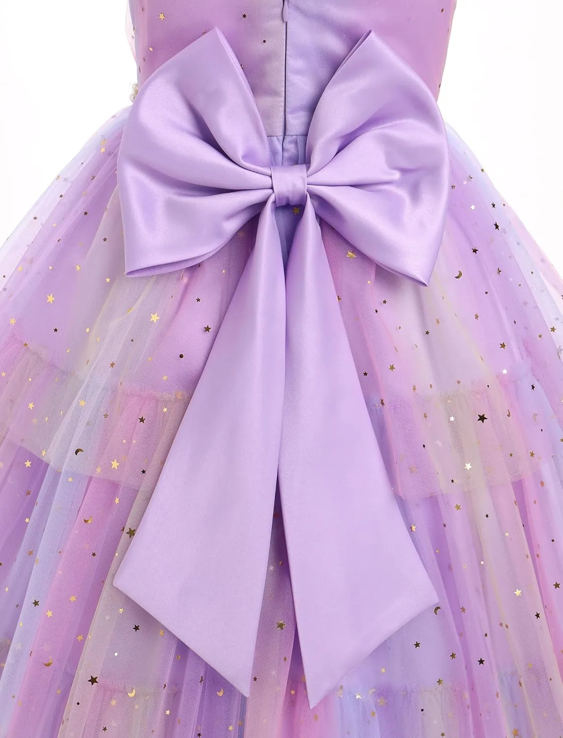 IBTOM CASTLE Flower Girl Dress Kids Birthday Dress Ruffle Pearls Tiered Tulle Party Dress Wedding Gown Prom