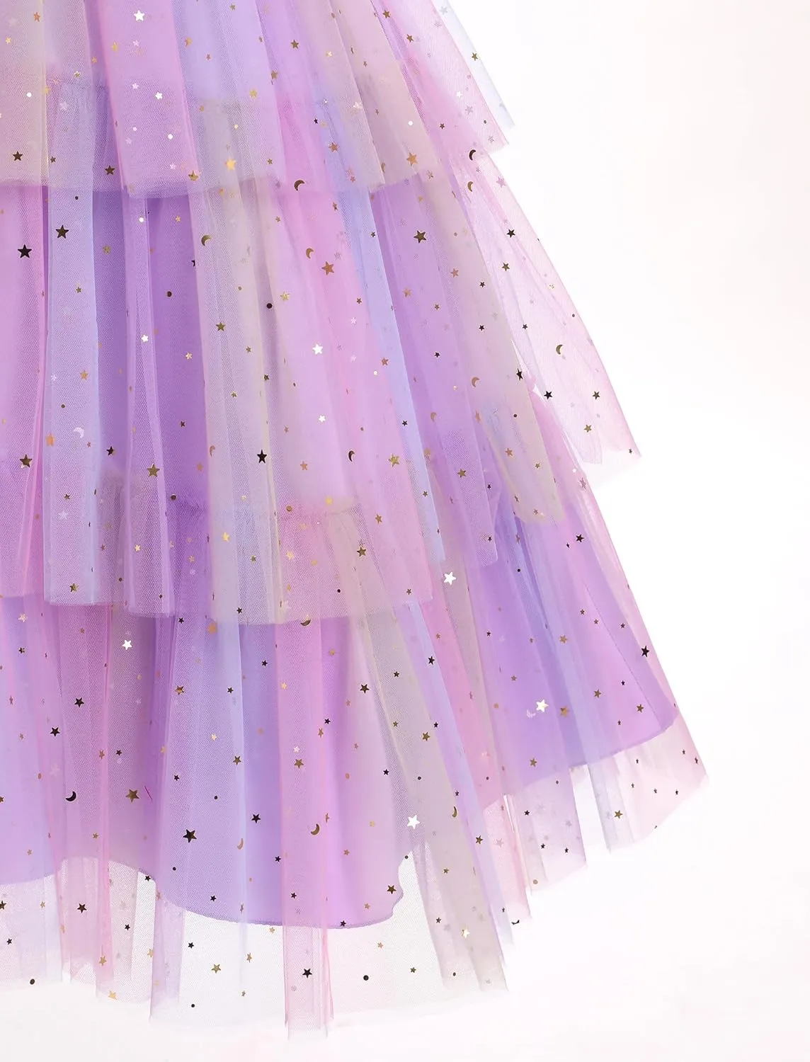 IBTOM CASTLE Flower Girl Dress Kids Birthday Dress Ruffle Pearls Tiered Tulle Party Dress Wedding Gown Prom