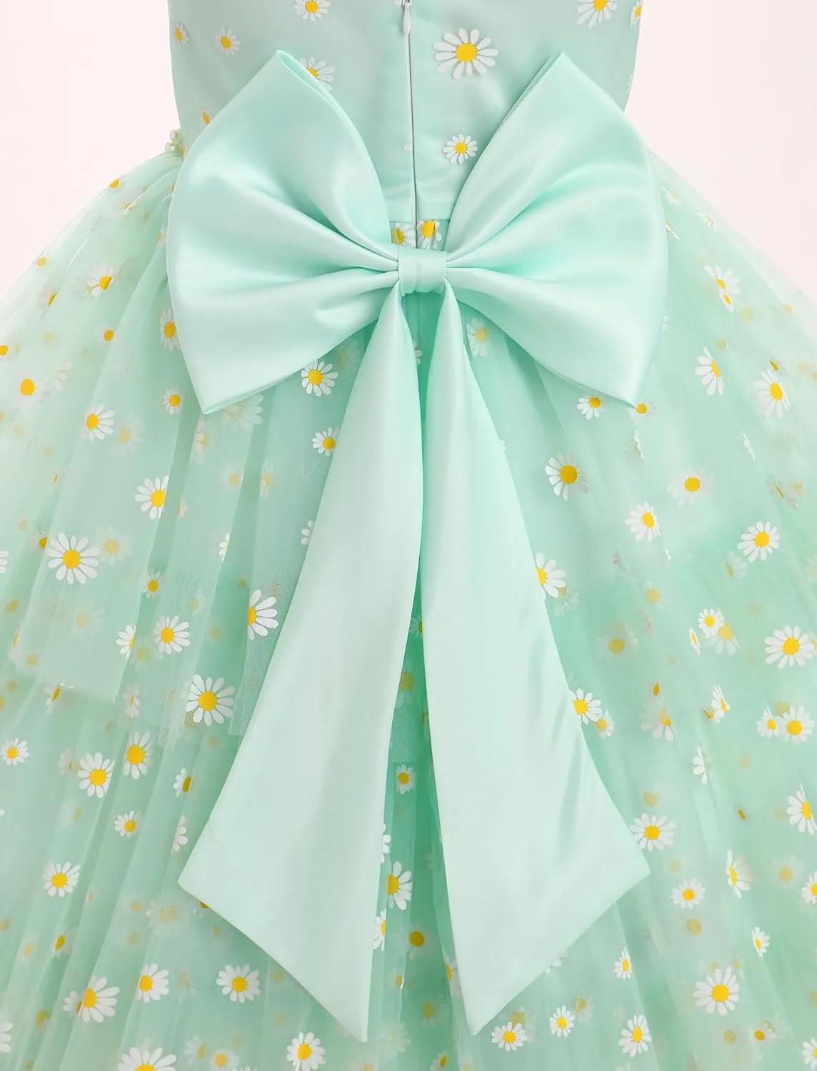 IBTOM CASTLE Flower Girl Dress Kids Birthday Dress Ruffle Pearls Tiered Tulle Party Dress Wedding Gown Prom