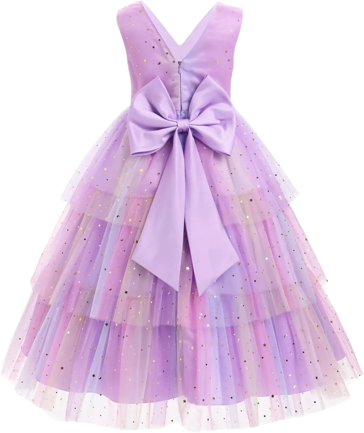IBTOM CASTLE Flower Girl Dress Kids Birthday Dress Ruffle Pearls Tiered Tulle Party Dress Wedding Gown Prom