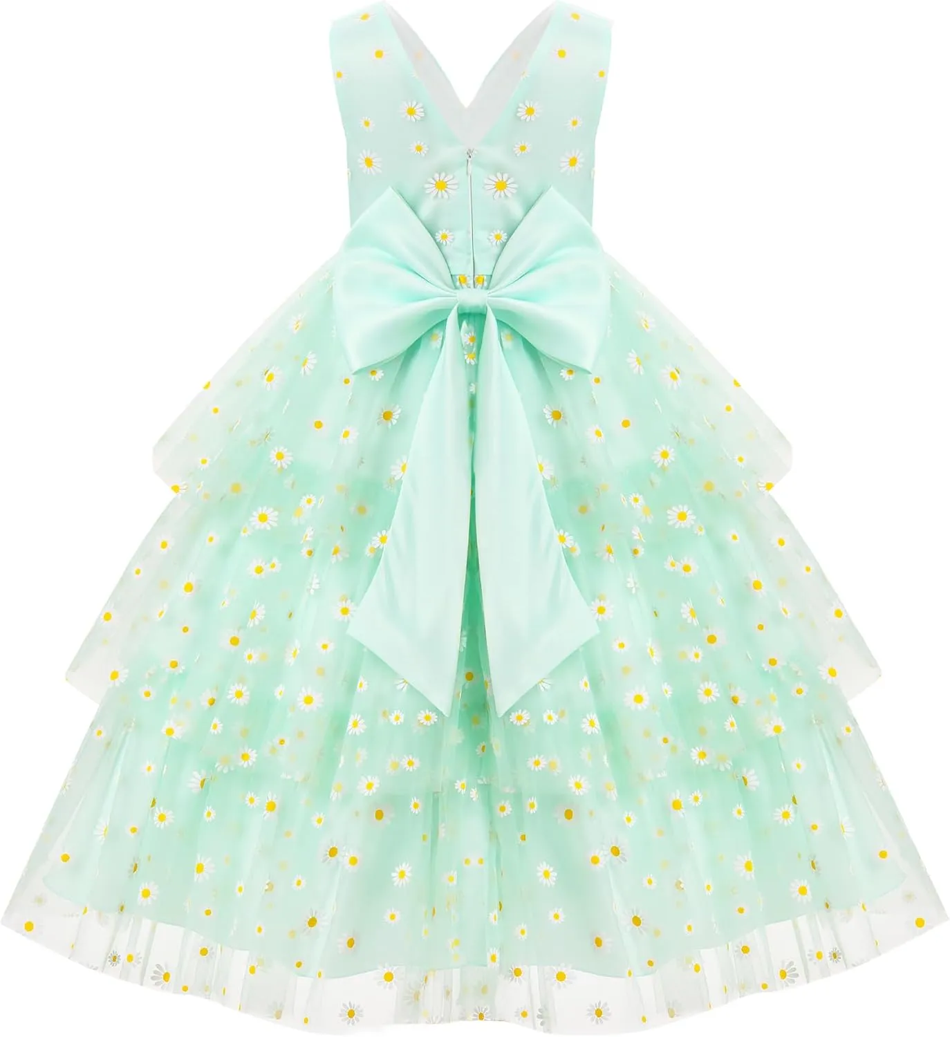IBTOM CASTLE Flower Girl Dress Kids Birthday Dress Ruffle Pearls Tiered Tulle Party Dress Wedding Gown Prom