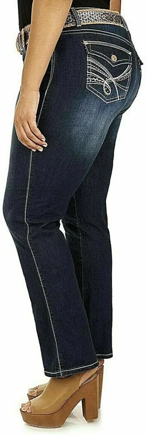 Jack David Y&F Womens Plus Size Curvy Stretch Relaxed Fit Straight/Skinny/Bootcut Denim Jeans Pants