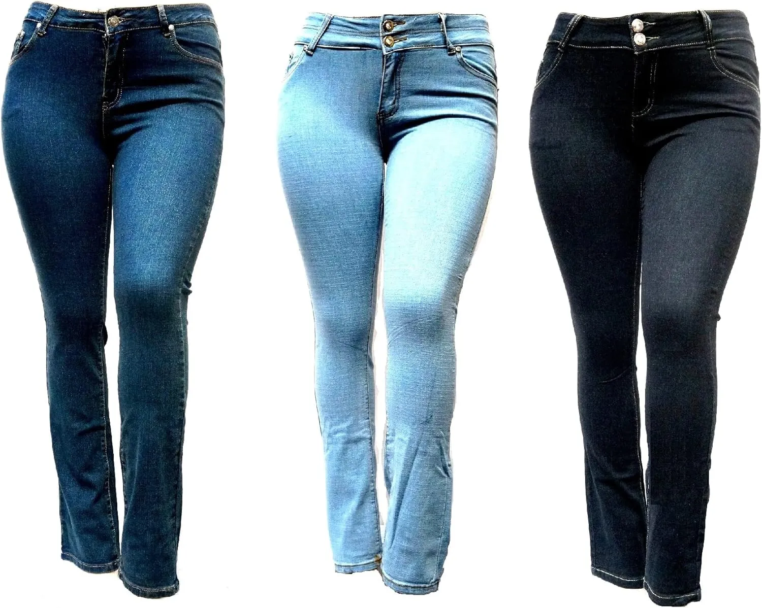 Jack David Y&F Womens Plus Size Curvy Stretch Relaxed Fit Straight/Skinny/Bootcut Denim Jeans Pants