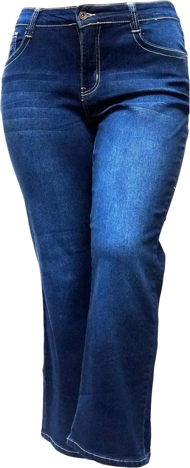 Jack David Y&F Womens Plus Size Curvy Stretch Relaxed Fit Straight/Skinny/Bootcut Denim Jeans Pants