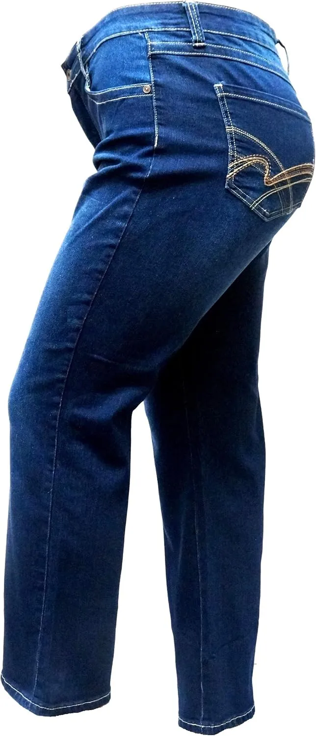 Jack David Y&F Womens Plus Size Curvy Stretch Relaxed Fit Straight/Skinny/Bootcut Denim Jeans Pants
