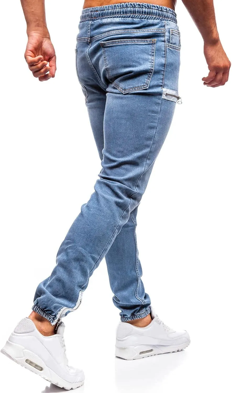 Jeans for Men Relaxed Fit Trousers Pure Colour Jean with Zipper Pocket Jean Trouser Solid Fashion Loose Wide Men's