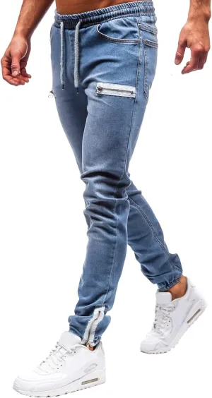 Jeans for Men Relaxed Fit Trousers Pure Colour Jean with Zipper Pocket Jean Trouser Solid Fashion Loose Wide Men's