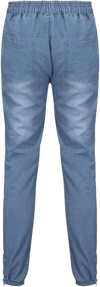 Jeans for Men Relaxed Fit Trousers Pure Colour Jean with Zipper Pocket Jean Trouser Solid Fashion Loose Wide Men's