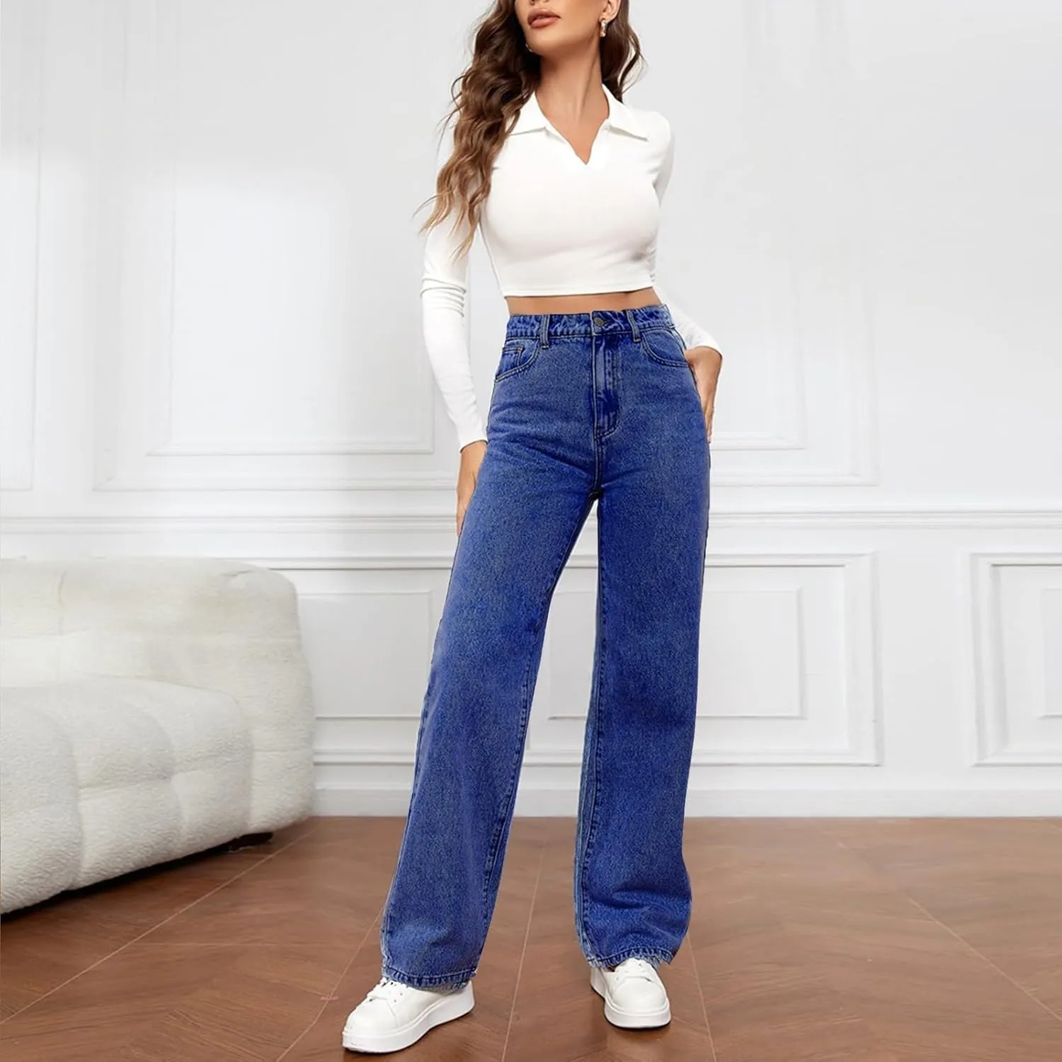 Jeans for Women Trendy 2024 Flare/Wide Leg Jeans High Waisted Stretch Baggy Jeans for Women Plus Size Denim Pants