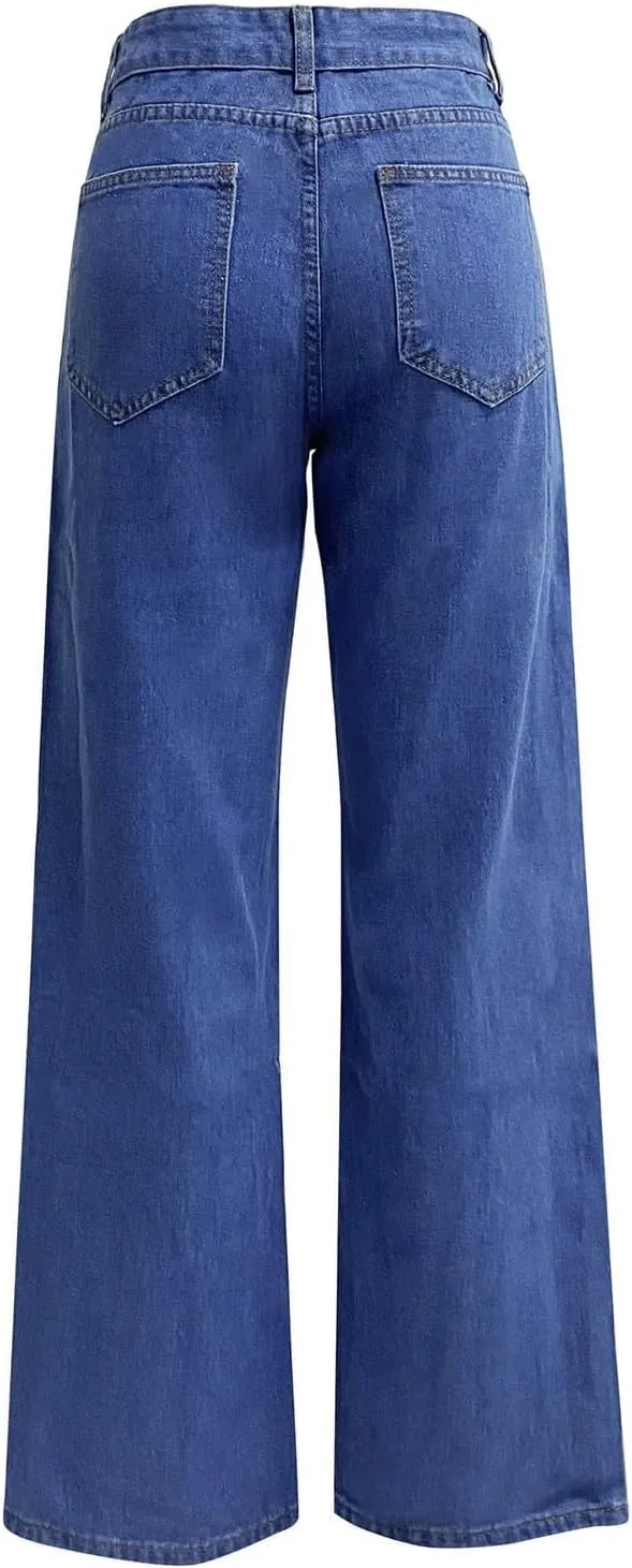 Jeans for Women Trendy 2024 Flare/Wide Leg Jeans High Waisted Stretch Baggy Jeans for Women Plus Size Denim Pants