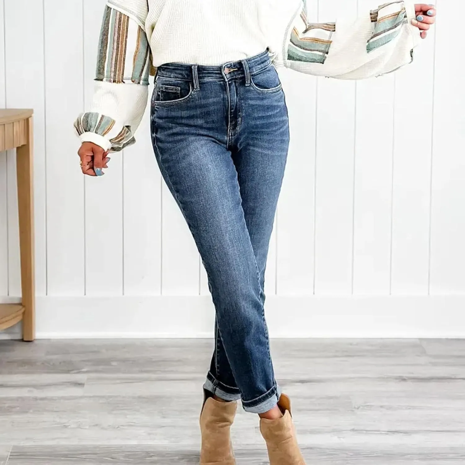 Jeans for Women Trendy Stretch Slim Fitting High Waisted Jeans Women's Pants Plus