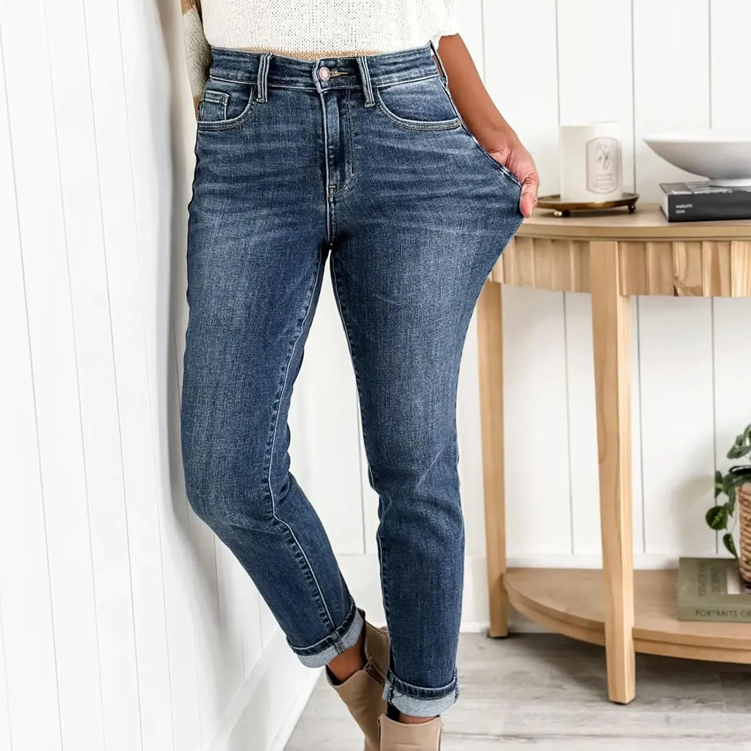 Jeans for Women Trendy Stretch Slim Fitting High Waisted Jeans Women's Pants Plus