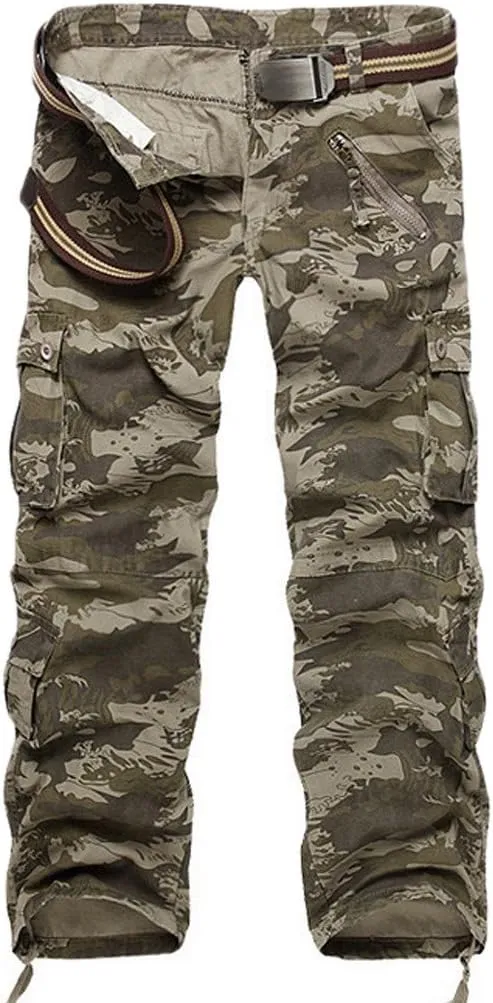 JEEPER Men's Loose Fit Camo Cargo Pants with Multi-Pockets