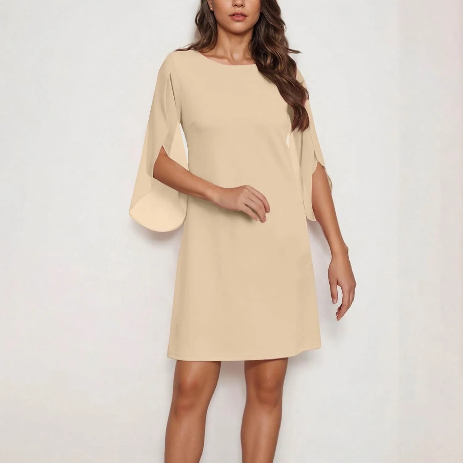 JOAU Women's Cocktail Party Dresses Ruffle Flutter Petal Sleeve Knee Length Dress Wedding Guest Shift Dresses 2025 Trendy