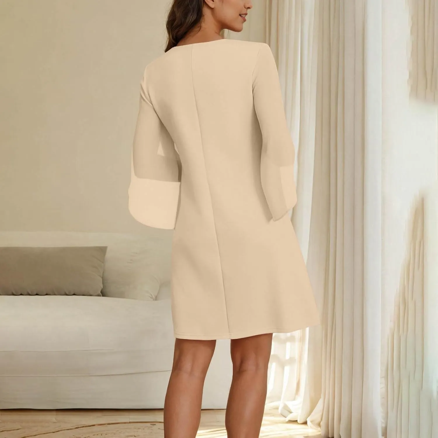 JOAU Women's Cocktail Party Dresses Ruffle Flutter Petal Sleeve Knee Length Dress Wedding Guest Shift Dresses 2025 Trendy