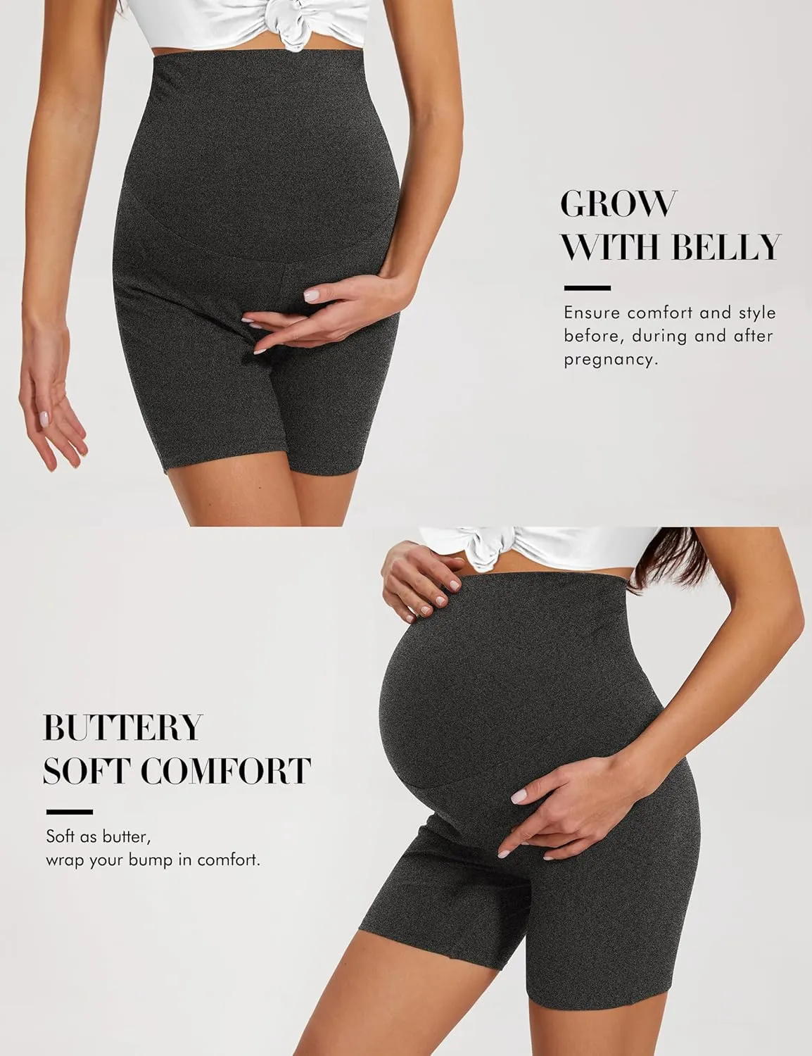 KIM S 5" Soft Lounge High Waisted Maternity Biker Shorts - Yoga Active Workout Maternity Shorts