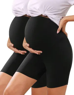 KIM S 5" Soft Lounge High Waisted Maternity Biker Shorts - Yoga Active Workout Maternity Shorts