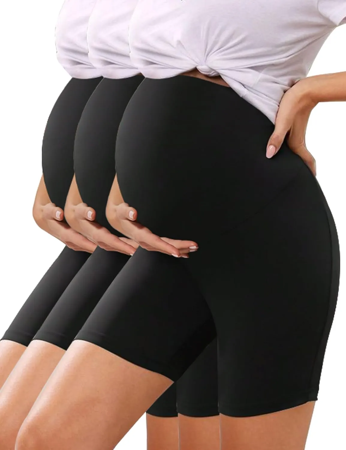 KIM S 5" Soft Lounge High Waisted Maternity Biker Shorts - Yoga Active Workout Maternity Shorts