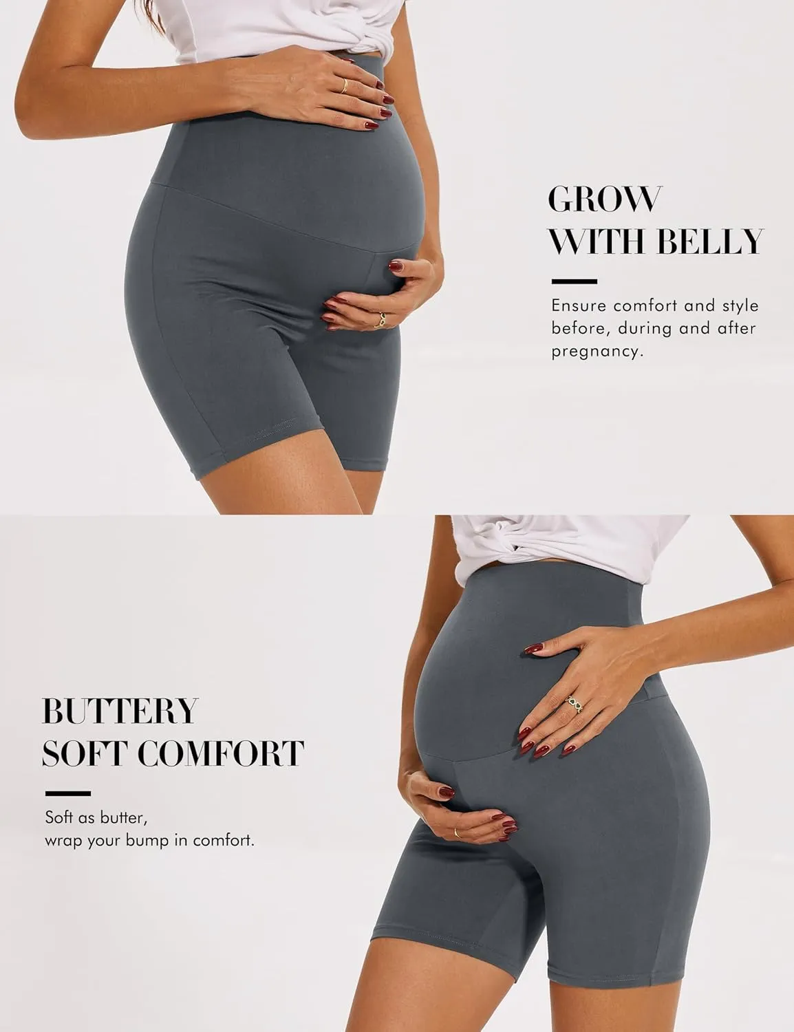 KIM S 5" Soft Lounge High Waisted Maternity Biker Shorts - Yoga Active Workout Maternity Shorts