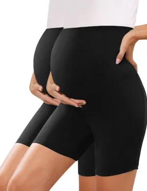 KIM S Buttery Soft High Waisted Maternity Biker Shorts - Workout Yoga Active Maternity Shorts