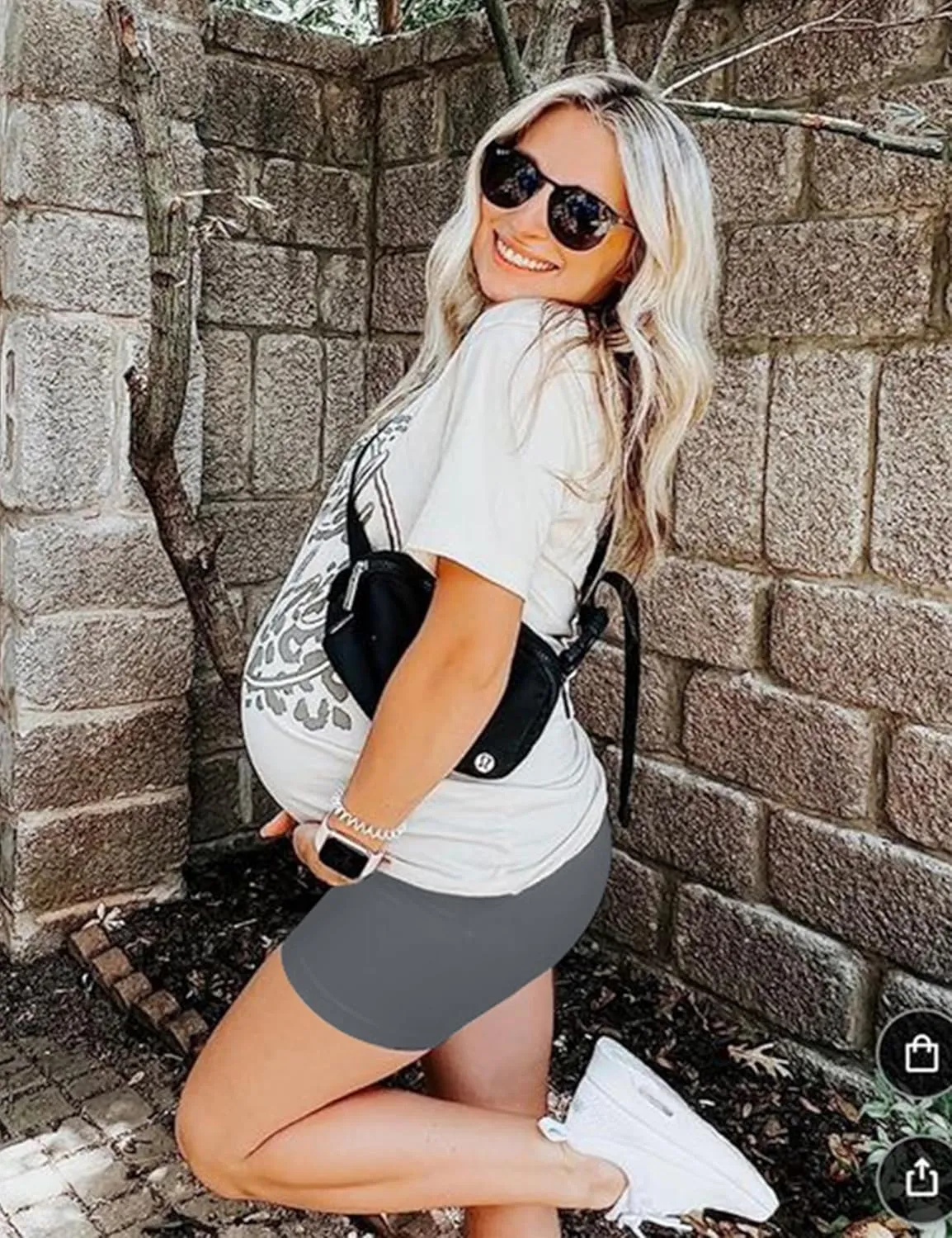 KIM S Buttery Soft High Waisted Maternity Biker Shorts - Workout Yoga Active Maternity Shorts