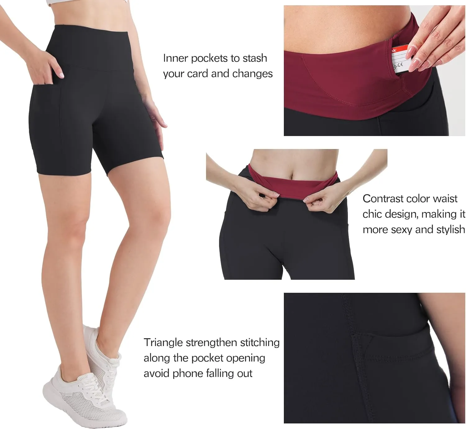 KOWBEAR Biker Shorts for Women Super Soft High Waisted Yoga Shorts 6” Tummy Control Workout Shorts with Pockets Running Gym