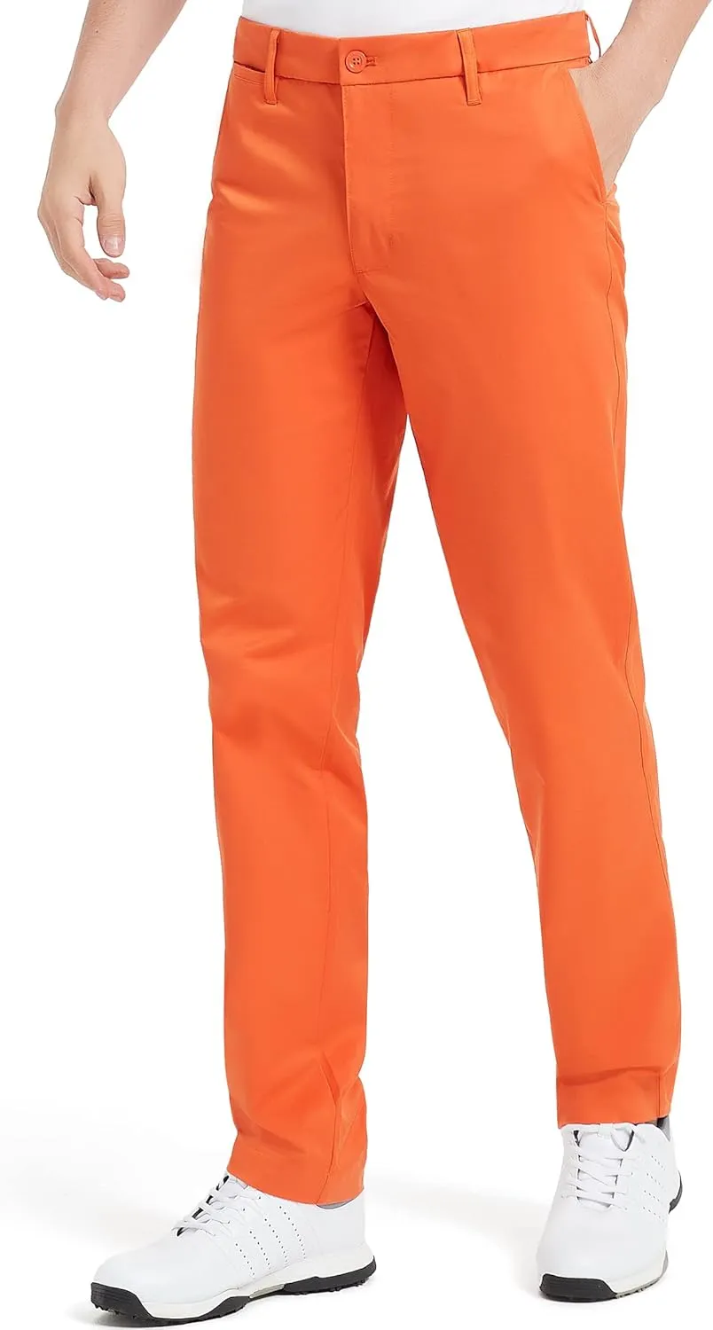 Lesmart Men Golf Pants Expandable Waistband Stretch Breathable Relaxed Fit with Pockets