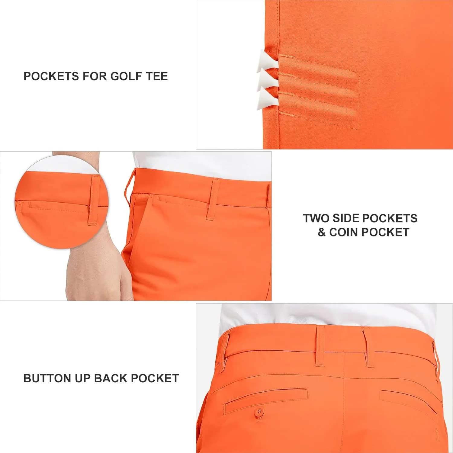 Lesmart Men Golf Pants Expandable Waistband Stretch Breathable Relaxed Fit with Pockets