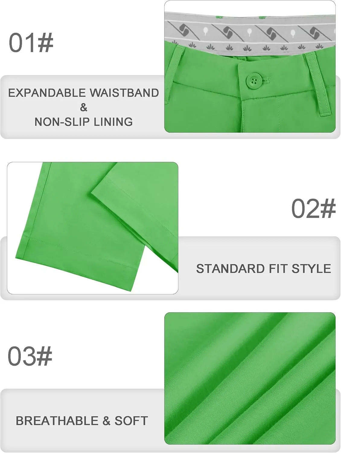 Lesmart Men Golf Pants Expandable Waistband Stretch Breathable Relaxed Fit with Pockets