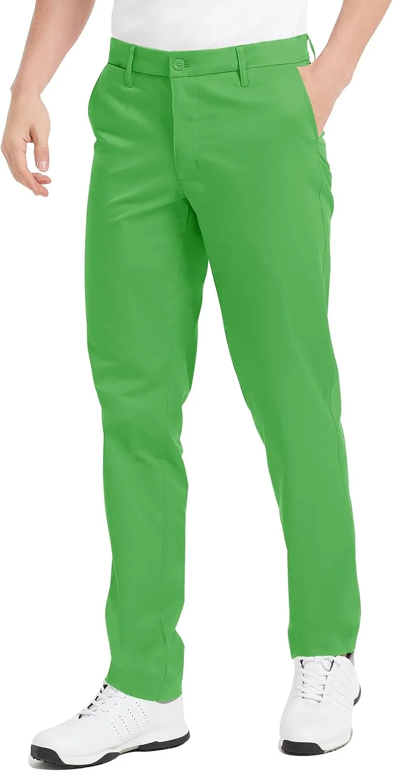 Lesmart Men Golf Pants Expandable Waistband Stretch Breathable Relaxed Fit with Pockets