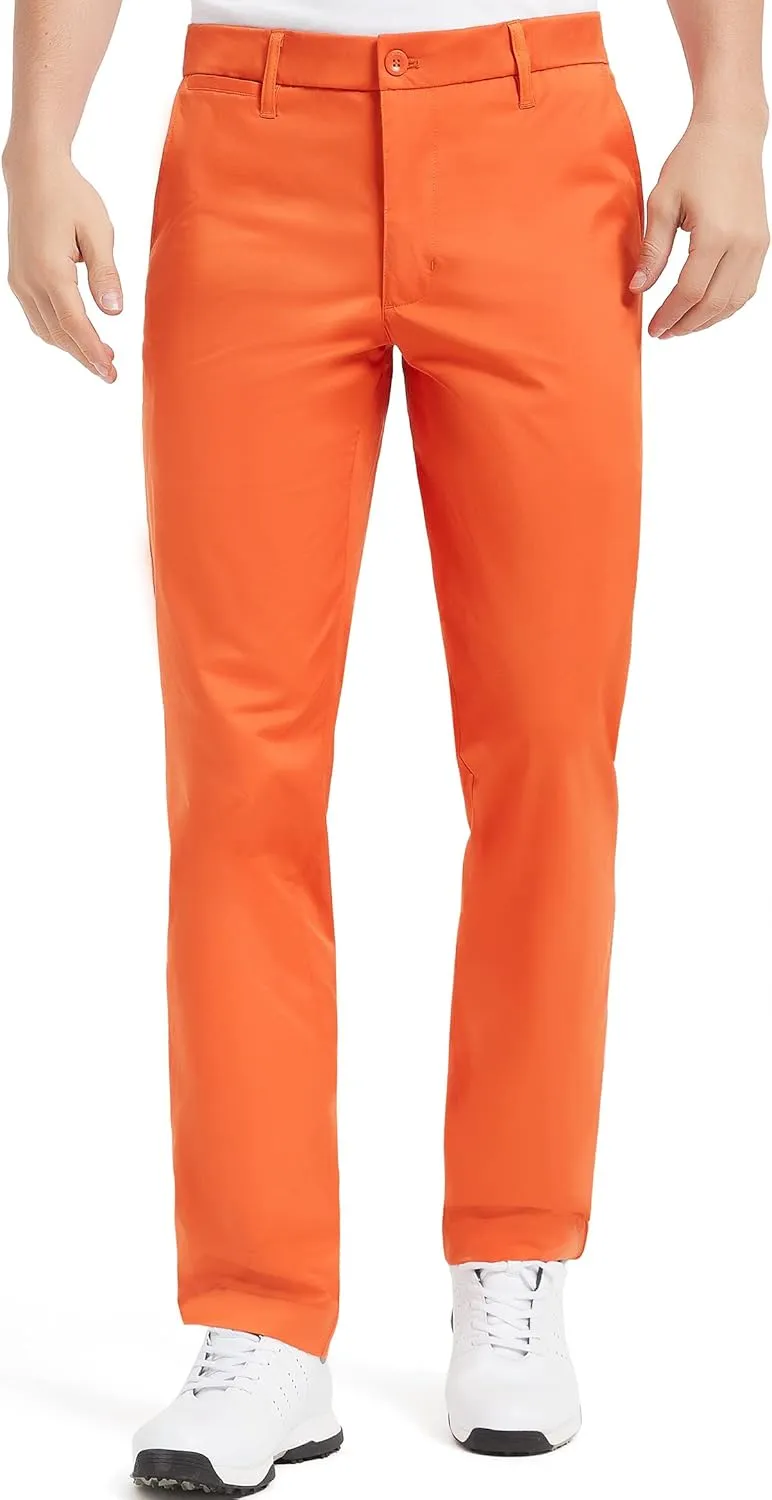Lesmart Men Golf Pants Expandable Waistband Stretch Breathable Relaxed Fit with Pockets