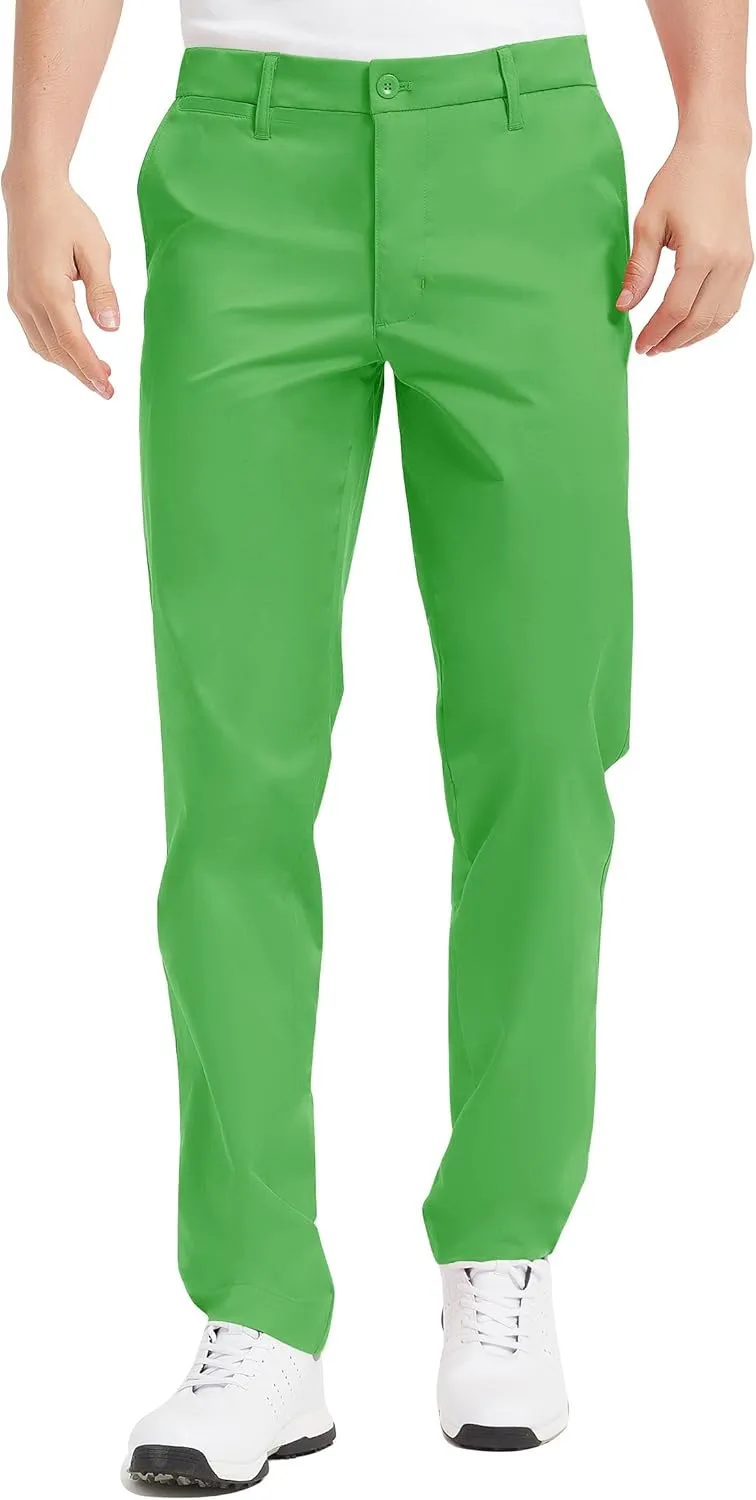 Lesmart Men Golf Pants Expandable Waistband Stretch Breathable Relaxed Fit with Pockets