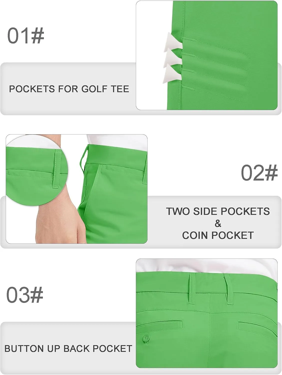 Lesmart Men Golf Pants Expandable Waistband Stretch Breathable Relaxed Fit with Pockets