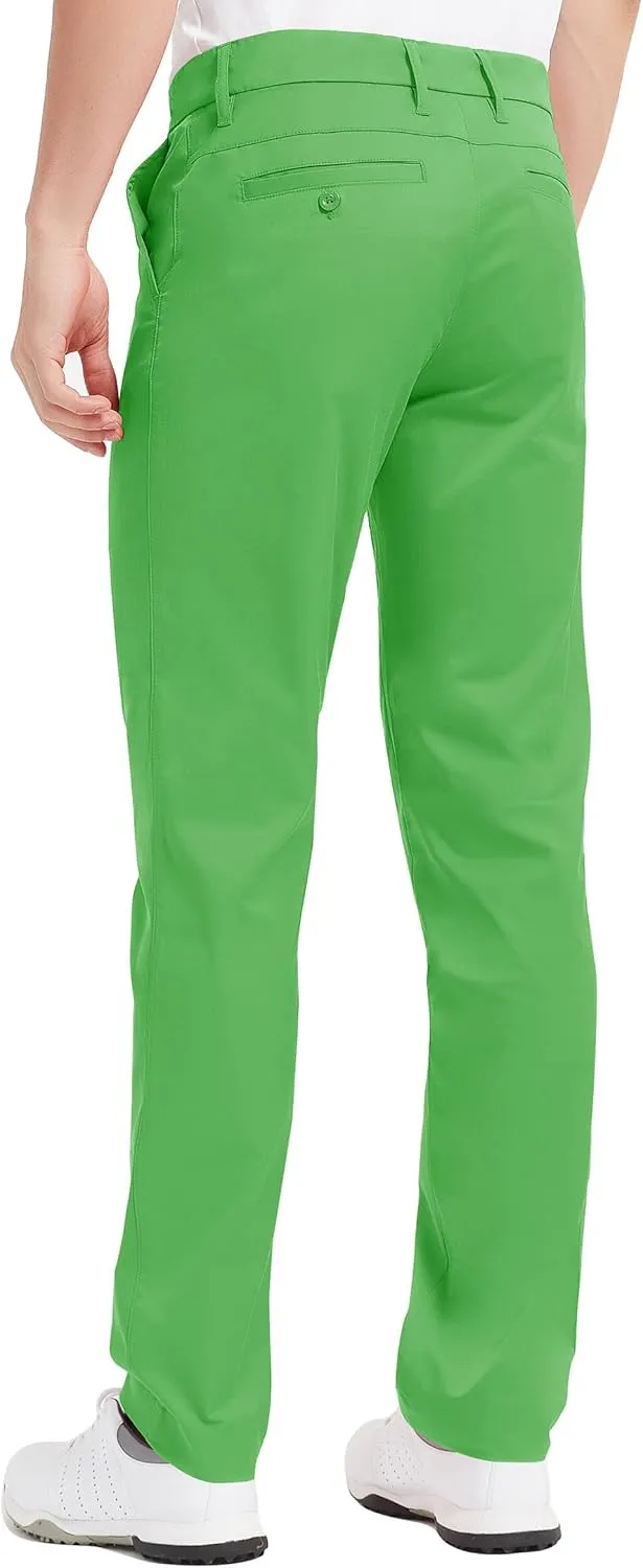 Lesmart Men Golf Pants Expandable Waistband Stretch Breathable Relaxed Fit with Pockets