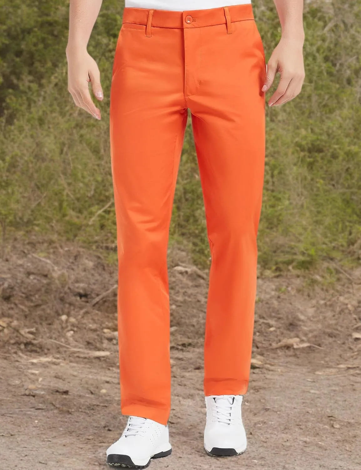 Lesmart Men Golf Pants Expandable Waistband Stretch Breathable Relaxed Fit with Pockets