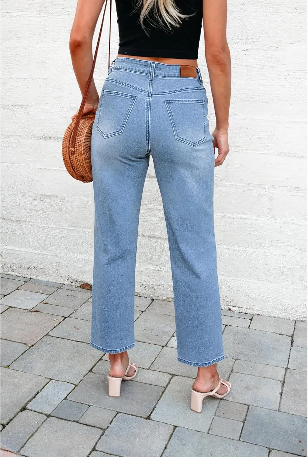 luvamia Straight Leg Jeans for Women High Waisted Trendy Cropped Stretchy Denim Pants Ankle Mom Jeans Work Trouser Jeans