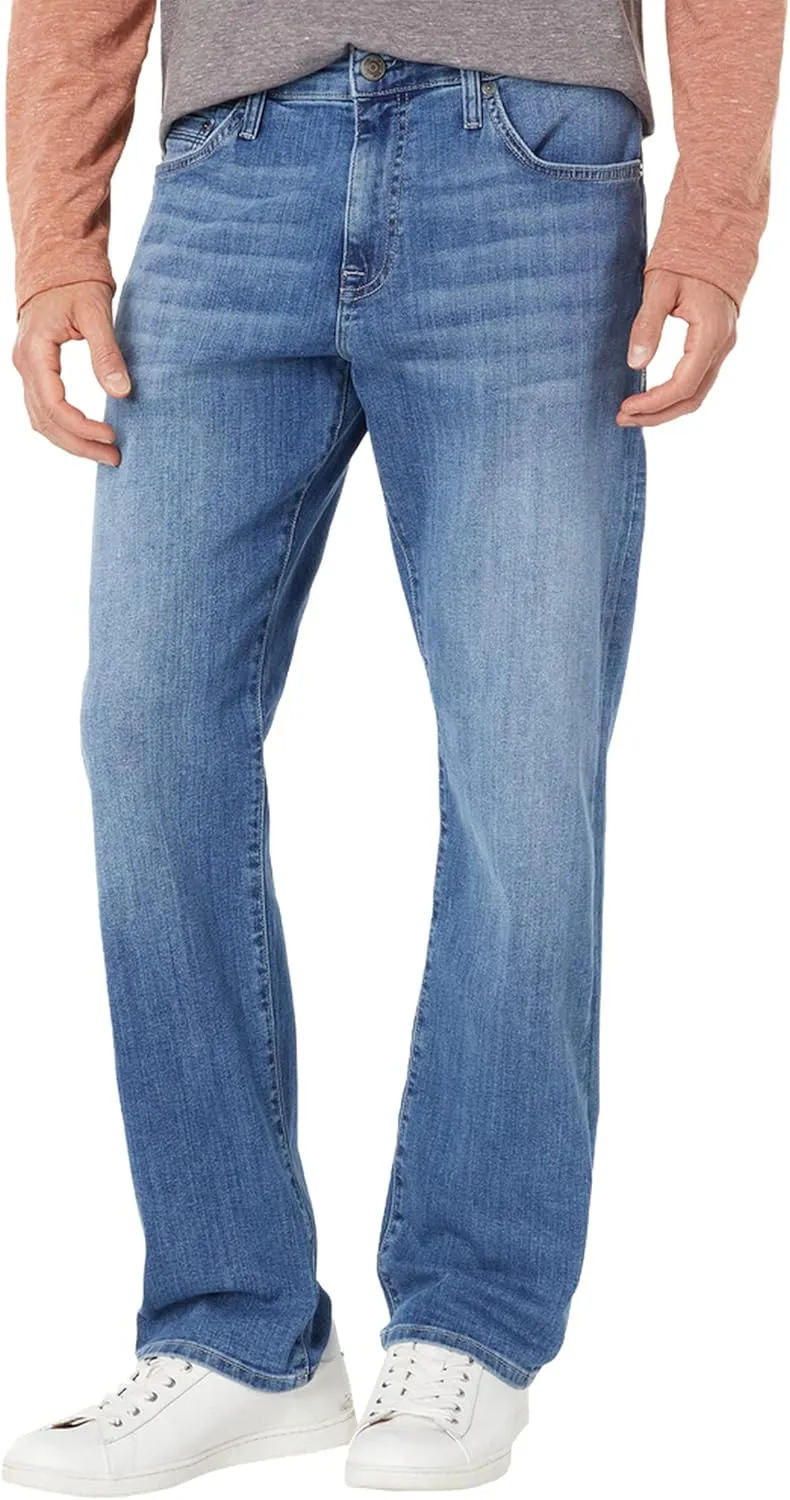 Mavi Matt Classic Men's Straight Leg Jeans, Mid-Rise Relaxed Fit Jeans for Men, Brushed Williamsburg, Medium Wash Blue Jeans, 28 x 32